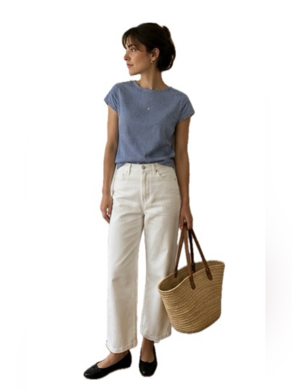 Galeries Lafayette Blue & White Striped Cotton Top